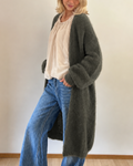 Peura collection vihreä Lilja pitkä Kid Mohair neuletakki naisella, pehmeä ja pörröinen pitkä naisten neuletakki.