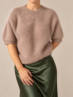 AINO KID MOHAIR - taupe lyhythihainen neule