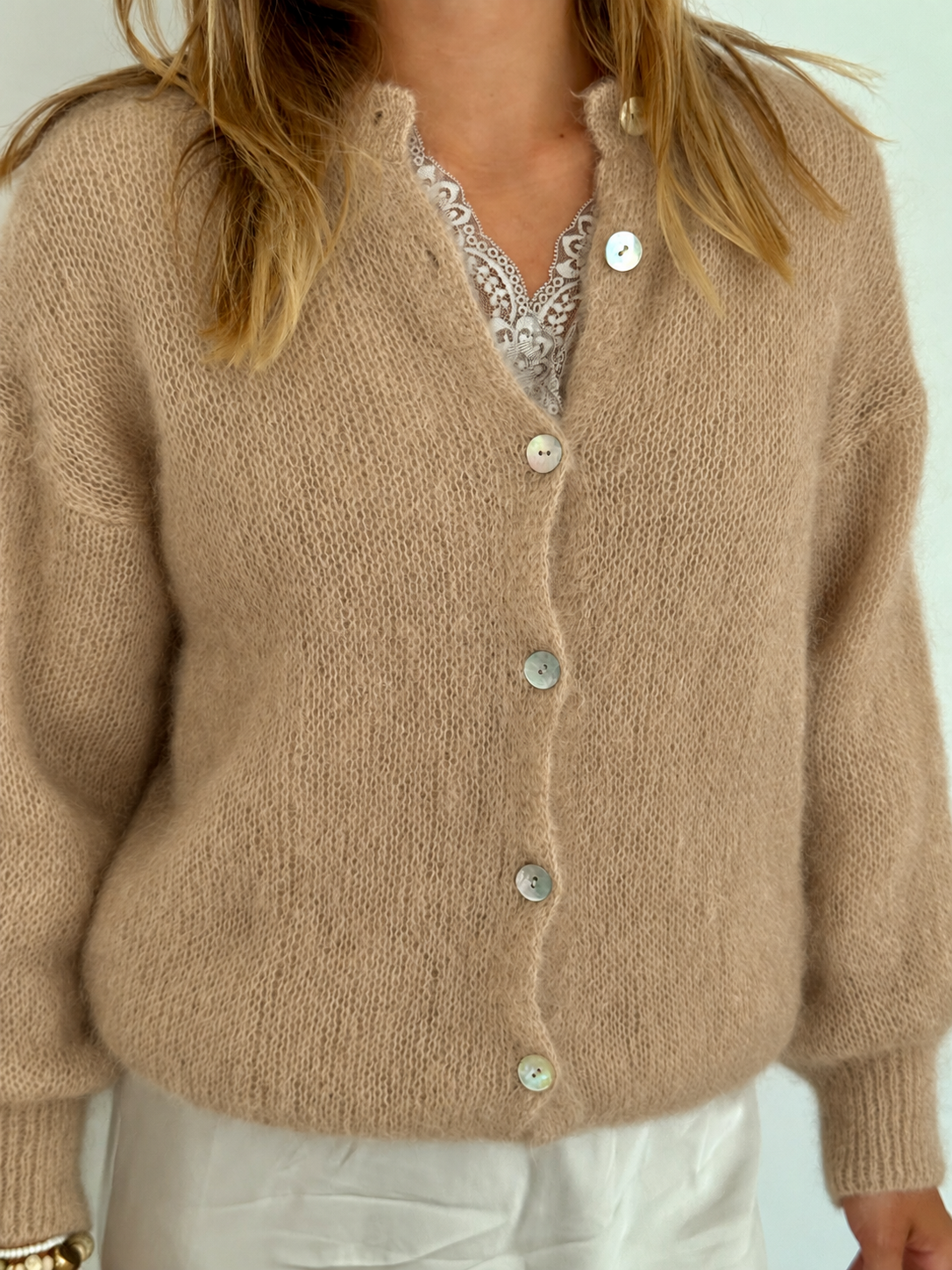 NELLY KID MOHAIR -  taupe neuletakki