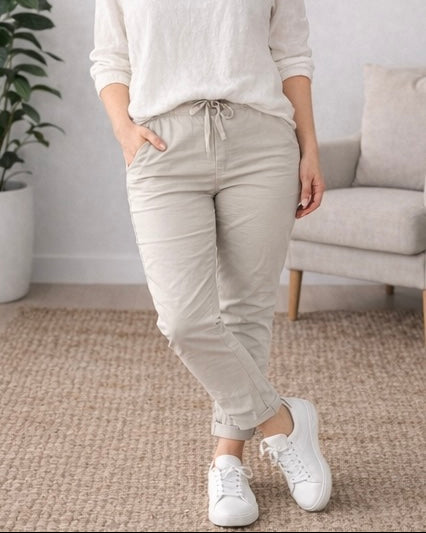 Peura collection yhden koon stretch-housu vaalea